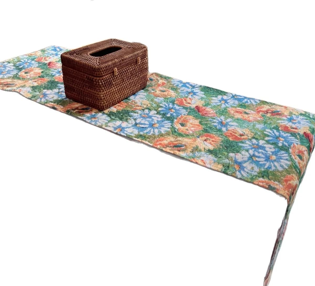 Monet' aia lilleline lauarätik ja alusmatid, puuvillasegune kangas