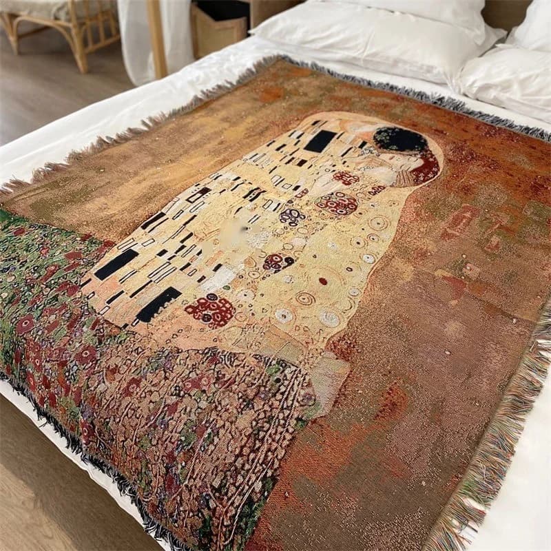 Vintaažne kunstitekk puuvillasegust diivanikate