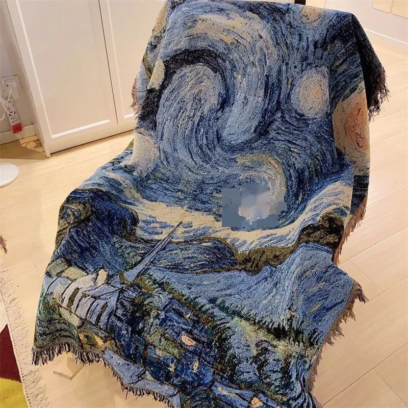 Van Goghi "Tähtede öö" diivanitekk puuvillasegust dekoratiivkate