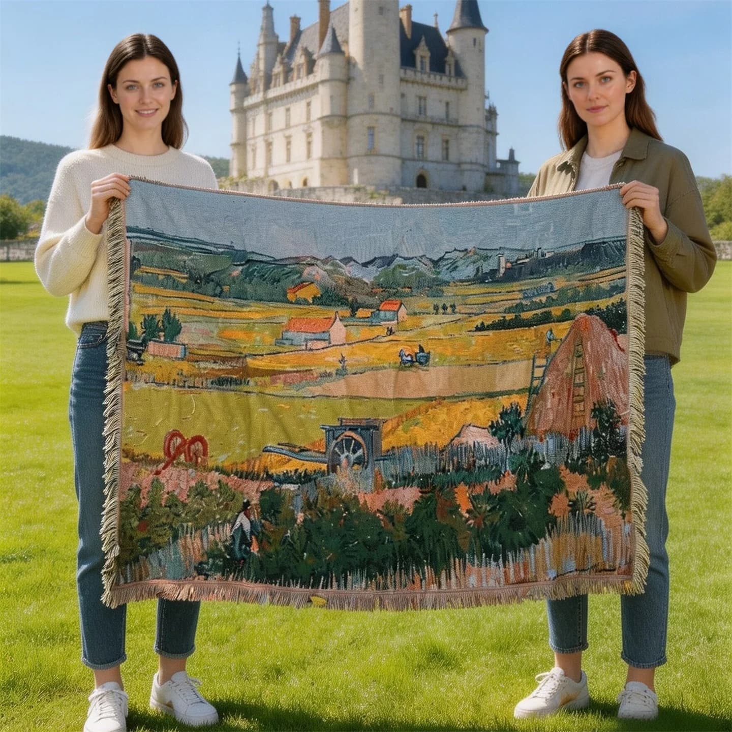 Van Goghi stiilis gobelään-tekk puuvillasegust seinakunsti ja diivanikatena