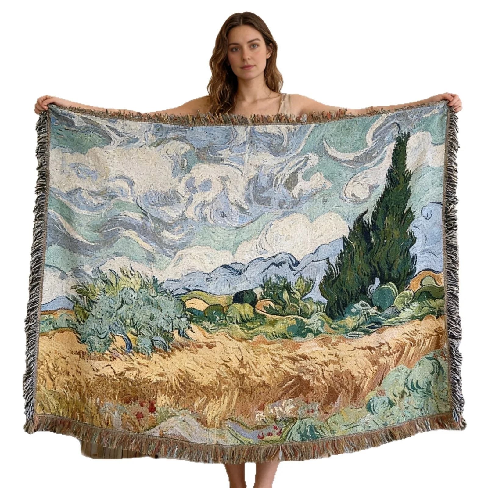 Van Goghi stiilis kootud gobelään-tekk diivanile ja seinale